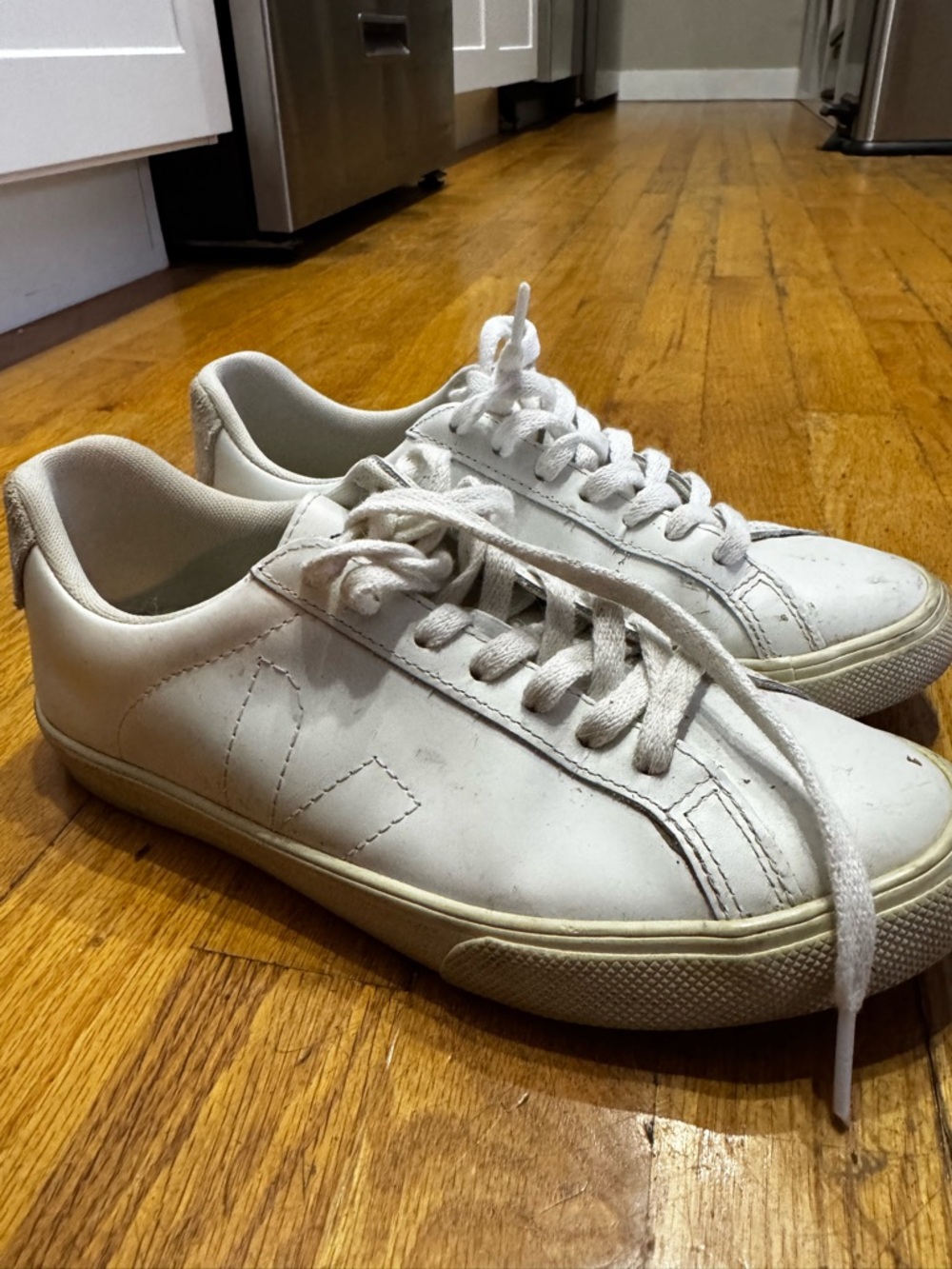 Veja White Low-Top Leather Sneakers